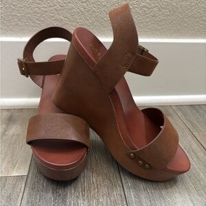 MIA Brown Wedge Sandals